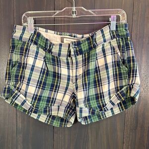Abercrombie & Fitch Women's Plaid Shorts Blue Green Y2K Sz. 10